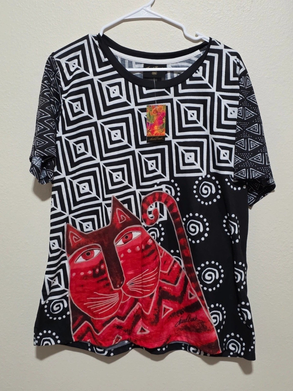 Laurel Burch Graphic Cat Tee Nwt XXL
